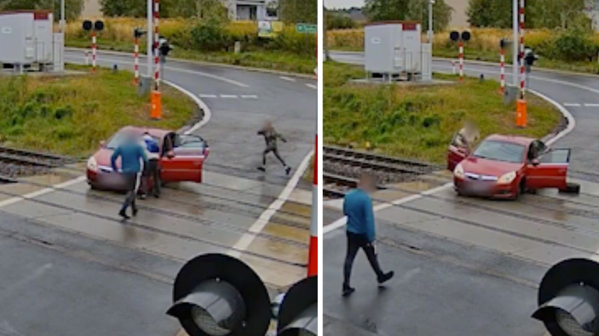 Momentos de tensión: vehículo queda varado en las vías justo antes de la llegada de un tren