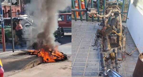 Mujer quema moto en Independencia