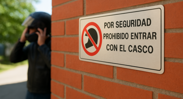 prohibición de repartidores de ingresar con casco