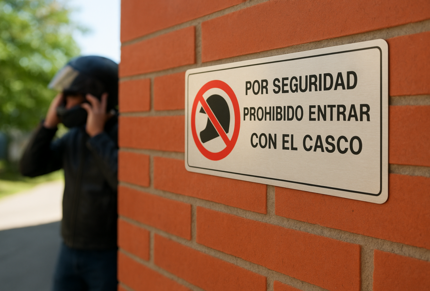 prohibición de repartidores de ingresar con casco