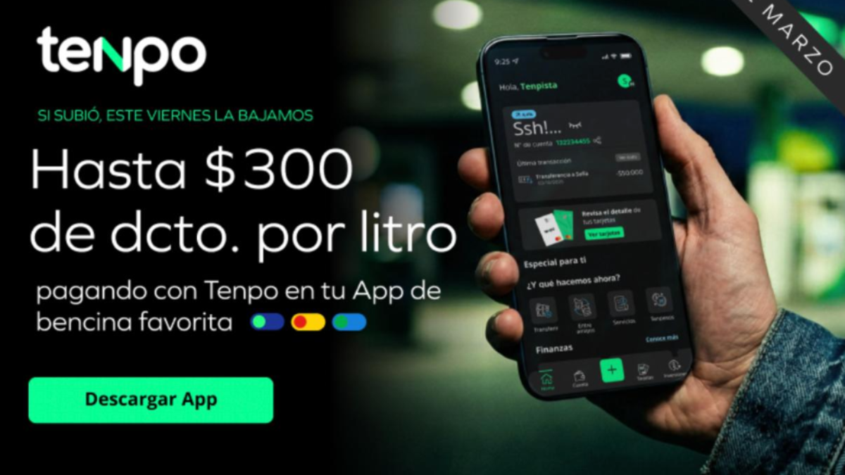 Tenpo lanza descuento en bencina: devolverá hasta $300 por litro pagando con su tarjeta