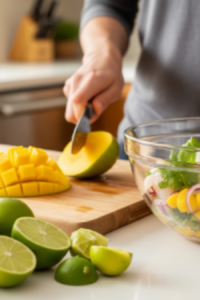 Persona preparando un ceviche