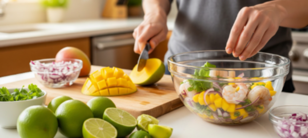Persona preparando un ceviche