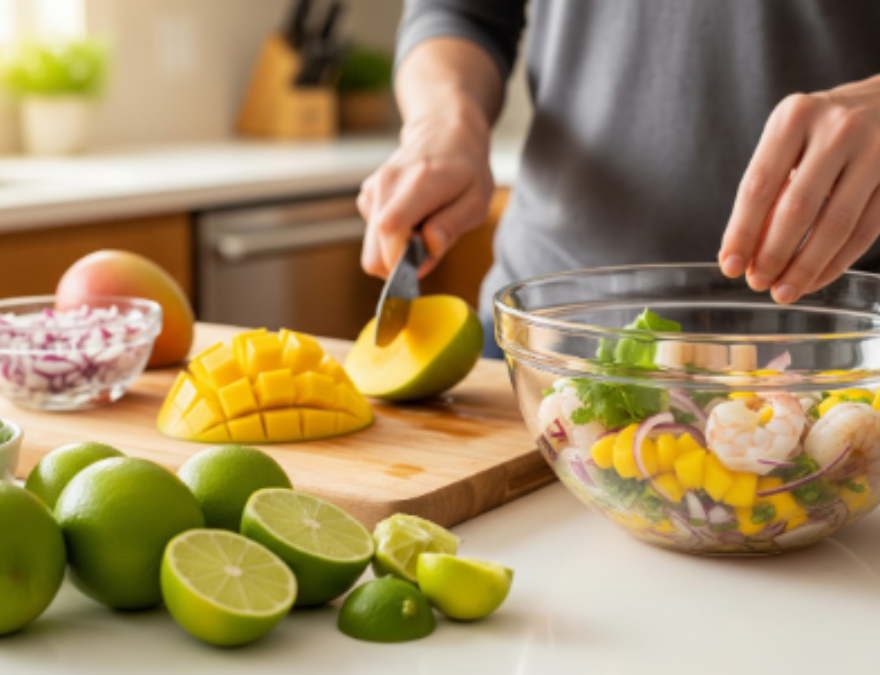 Persona preparando un ceviche