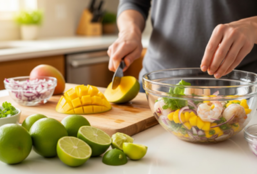 Persona preparando un ceviche