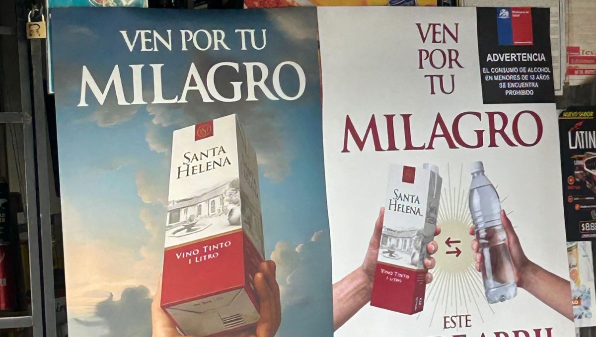 Santa Helena cumple el milagro de convertir agua en vino: 60 botillerías permitirán a clientes cambiar un litro de agua por un litro de vino gratis