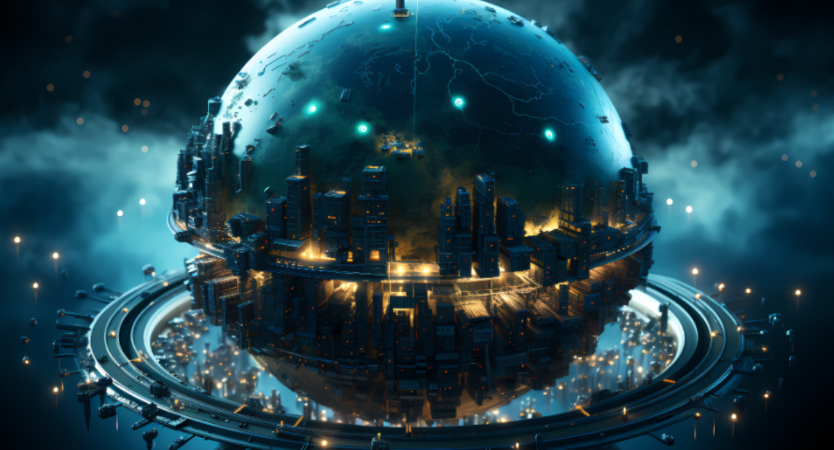 Globo mundial que refleja la inteligencia artificial.