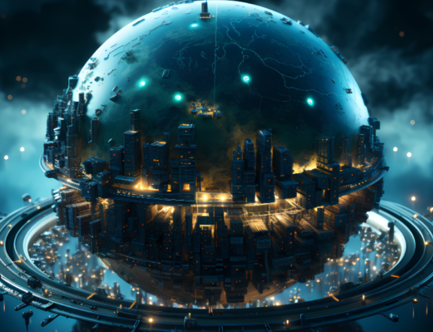 Globo mundial que refleja la inteligencia artificial.
