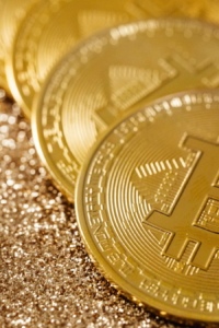 Moneda de bitcoin del casino.