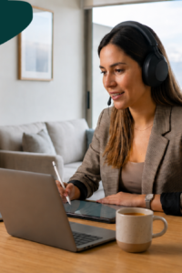 Persona aprendiendo inglés con English Essentials