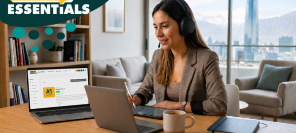 Persona aprendiendo inglés con English Essentials