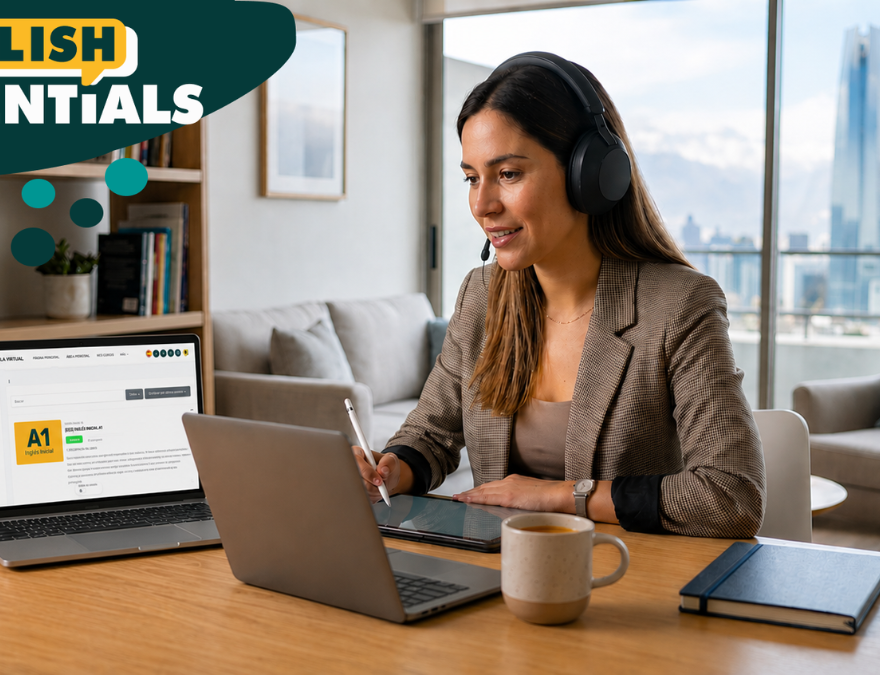 Persona aprendiendo inglés con English Essentials