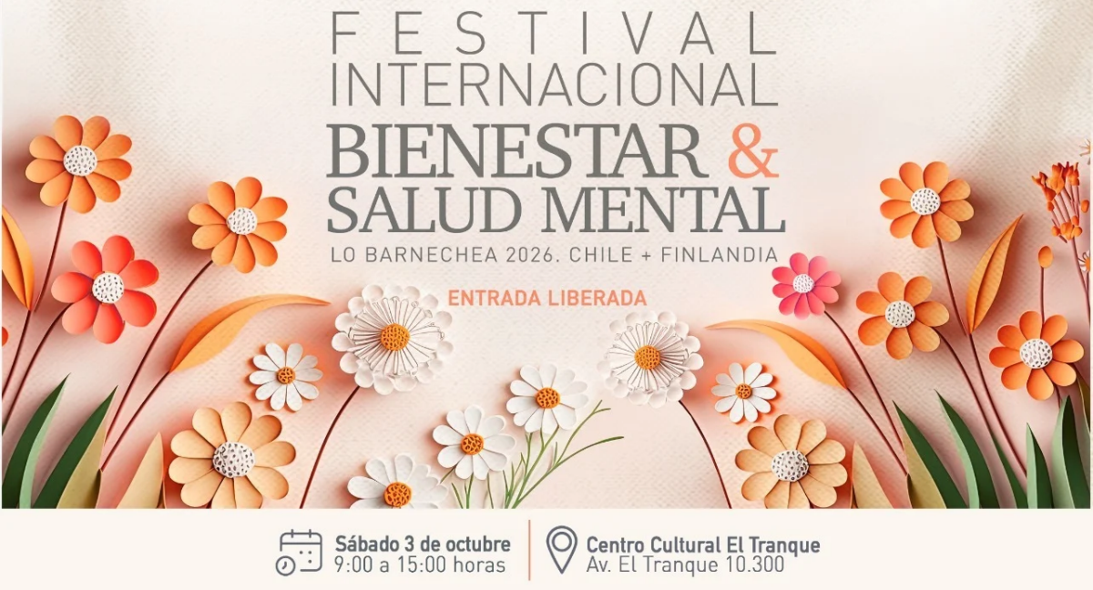 Flyer de Festival Internacional de Bienestar y Salud Mental: disfruta de charlas y talleres gratuitos este 3 de octubre en Lo Barnechea.
