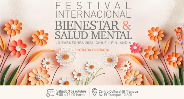 Flyer de Festival Internacional de Bienestar y Salud Mental: disfruta de charlas y talleres gratuitos este 3 de octubre en Lo Barnechea.