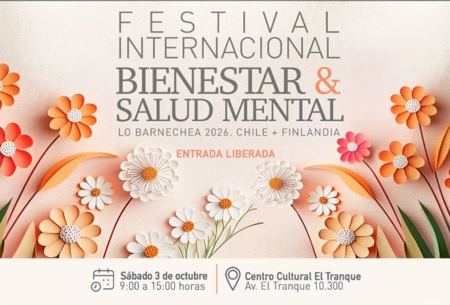 Flyer de Festival Internacional de Bienestar y Salud Mental: disfruta de charlas y talleres gratuitos este 3 de octubre en Lo Barnechea.